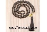 GMN8206 18 - 36 inches 8mm smoky quartz 54, 108 beads mala necklace with tassel