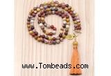 GMN8212 18 - 36 inches 8mm mookaite 54, 108 beads mala necklace with tassel