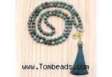 GMN8214 18 - 36 inches 8mm African turquoise 54, 108 beads mala necklace with tassel