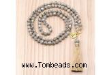 GMN8218 18 - 36 inches 8mm feldspar 54, 108 beads mala necklace with tassel