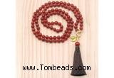 GMN8223 18 - 36 inches 8mm red agate 54, 108 beads mala necklace with tassel