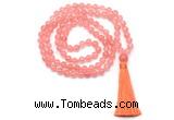 GMN8401 8mm, 10mm cherry quartz 27, 54, 108 beads mala necklace with tassel