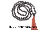 GMN8402 Hand-knotted 8mm, 10mm garnet 27, 54, 108 beads mala necklace with tassel