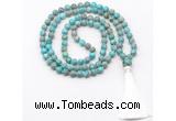 GMN8412 8mm, 10mm blue sea sediment jasper 27, 54, 108 beads mala necklace with tassel