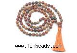 GMN8417 8mm, 10mm picasso jasper 27, 54, 108 beads mala necklace with tassel