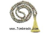 GMN8428 8mm, 10mm matte rhyolite 27, 54, 108 beads mala necklace with tassel