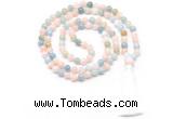 GMN8467 8mm, 10mm morganite 27, 54, 108 beads mala necklace with tassel