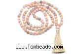 GMN8471 8mm, 10mm sunstone 27, 54, 108 beads mala necklace with tassel