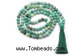GMN8505 8mm, 10mm grass agate 27, 54, 108 beads mala necklace with tassel