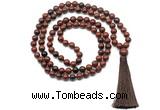 GMN8515 8mm, 10mm mahogany obsidian 27, 54, 108 beads mala necklace with tassel