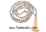 GMN8520 8mm, 10mm feldspar 27, 54, 108 beads mala necklace with tassel