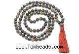 GMN8525 8mm, 10mm dragon blood jasper 27, 54, 108 beads mala necklace with tassel