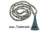 GMN8527 8mm, 10mm African turquoise 27, 54, 108 beads mala necklace with tassel