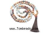 GMN8568 8mm, 10mm matte mixed amazonite & jasper 108 beads mala necklace with tassel