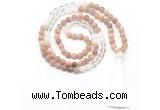 GMN8584 8mm, 10mm sunstone, white crystal & white jade 108 beads mala necklace with tassel