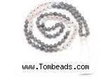 GMN8585 8mm, 10mm labradorite, rose quartz & white moonstone 108 beads mala necklace with tassel