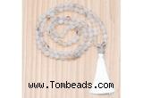 GMN8708 Hand-Knotted 8mm, 10mm Matte Montana Agate 108 Beads Mala Necklace