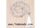 GMN8708 Hand-Knotted 8mm, 10mm Matte Montana Agate 108 Beads Mala Necklace