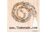 GMN8710 Hand-Knotted 8mm, 10mm Matte Yellow Crazy Agate 108 Beads Mala Necklace