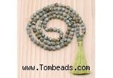 GMN8720 Hand-Knotted 8mm, 10mm Matte Rhyolite 108 Beads Mala Necklace