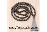 GMN8722 Hand-Knotted 8mm, 10mm Matte Bronzite 108 Beads Mala Necklace