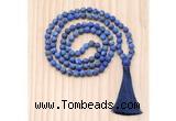 GMN8726 Hand-Knotted 8mm, 10mm Matte Lapis Lazuli 108 Beads Mala Necklace