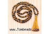 GMN8803 Hand-Knotted 8mm, 10mm Yellow Tiger Eye 108 Beads Mala Necklace