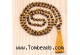 GMN8804 Hand-Knotted 8mm, 10mm Grade AA Yellow Tiger Eye 108 Beads Mala Necklace