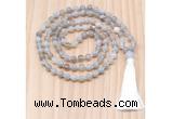 GMN8817 Hand-Knotted 8mm, 10mm Grey Banded Agate 108 Beads Mala Necklace