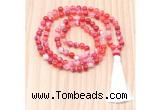 GMN8820 Hand-Knotted 8mm, 10mm Red Banded Agate 108 Beads Mala Necklace