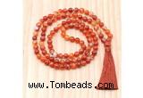 GMN8821 Hand-Knotted 8mm, 10mm Red Banded Agate 108 Beads Mala Necklace