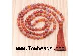 GMN8828 Hand-Knotted 8mm, 10mm Fire Agate 108 Beads Mala Necklace