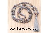 GMN8833 Hand-Knotted 8mm, 10mm Botswana Agate 108 Beads Mala Necklace