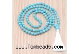 GMN8840 Hand-Knotted 8mm, 10mm Blue Howlite 108 Beads Mala Necklace