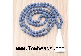 GMN8841 Hand-Knotted 8mm, 10mm Blue Spot Stone 108 Beads Mala Necklace