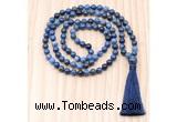 GMN8843 Hand-Knotted 8mm, 10mm Dumortierite 108 Beads Mala Necklace