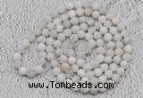 GMN904 Hand-knotted 8mm, 10mm matte white crazy agate 108 beads mala necklaces