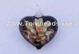 LP02 16*32*40mm heart inner flower lampwork glass pendants