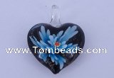 LP03 16*32*40mm heart inner flower lampwork glass pendants