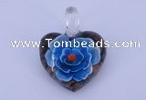 LP04 16*30*38mm heart inner flower lampwork glass pendants