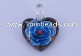 LP04 16*30*38mm heart inner flower lampwork glass pendants