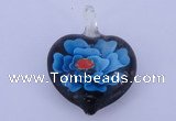 LP05 15*28*40mm heart inner flower lampwork glass pendants