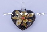 LP07 15*32*41mm heart inner flower lampwork glass pendants