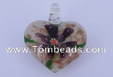 LP10 16*32*38mm heart inner flower lampwork glass pendants