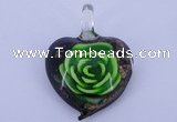 LP11 14*35*45mm heart inner flower lampwork glass pendants