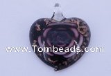 LP12 13*38*43mm heart inner flower lampwork glass pendants