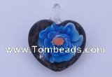 LP15 15*30*38mm heart inner flower lampwork glass pendants