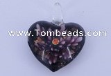 LP17 16*33*42mm heart inner flower lampwork glass pendants