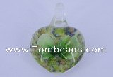 LP18 18*30*40mm heart inner flower lampwork glass pendants