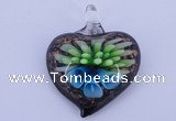 LP22 15*36*44mm heart inner flower lampwork glass pendants